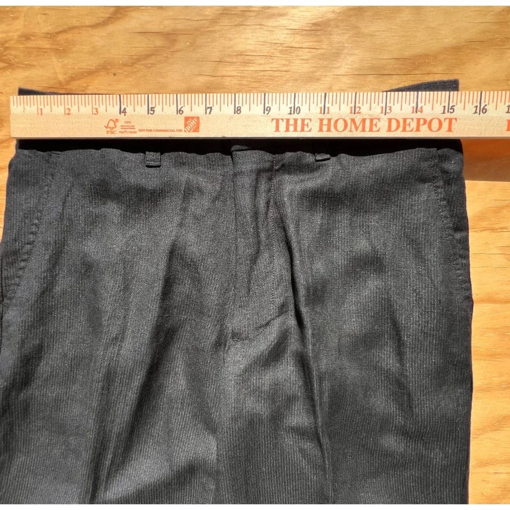 Alfani Mens Black Linen Blend Dress Pants Flat Front Straight Leg 30x30
